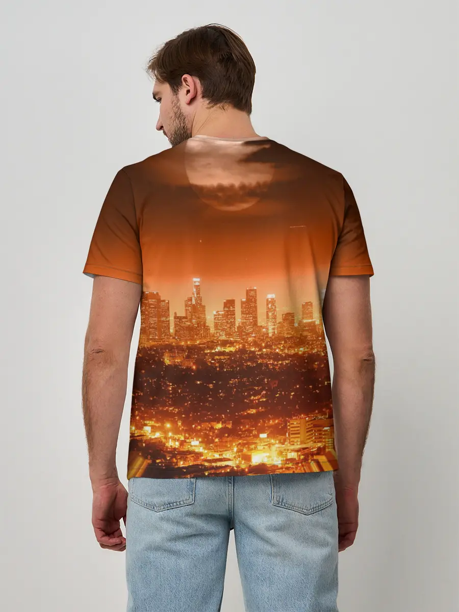 Мужская базовая футболка / Закат в Нью Йорке