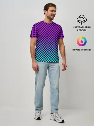 Мужская базовая футболка / НЕОНОВАЯ ШАХМАТКА