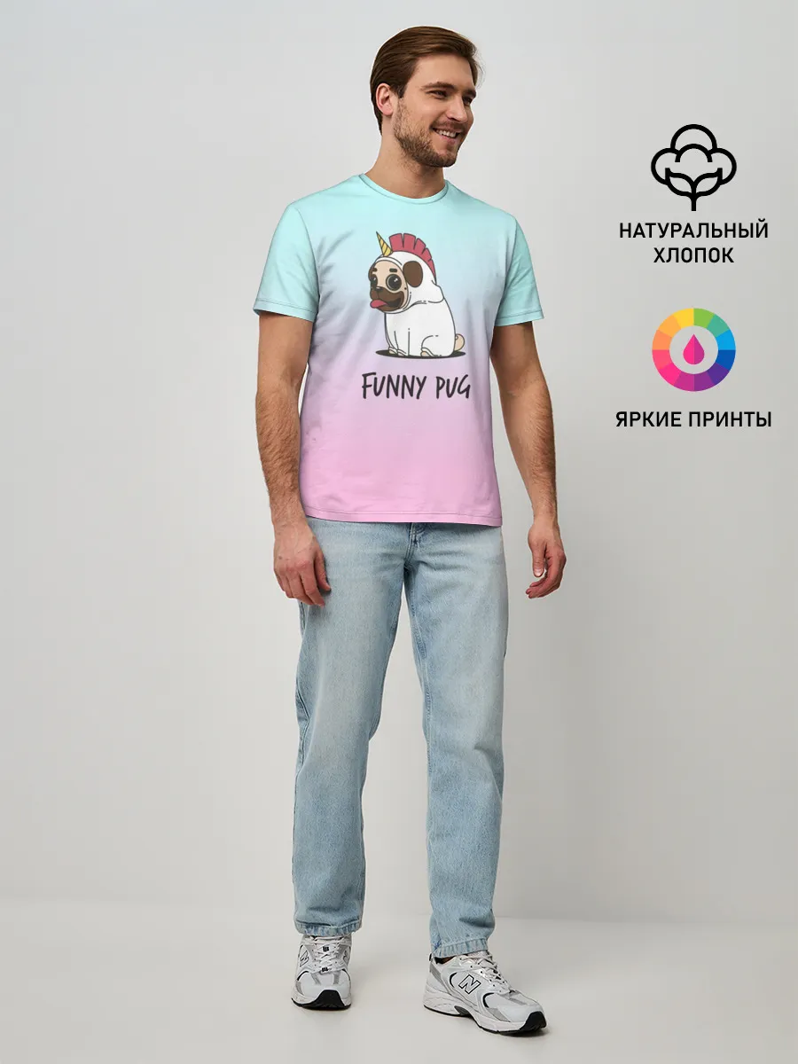 Мужская базовая футболка / Funny PUG