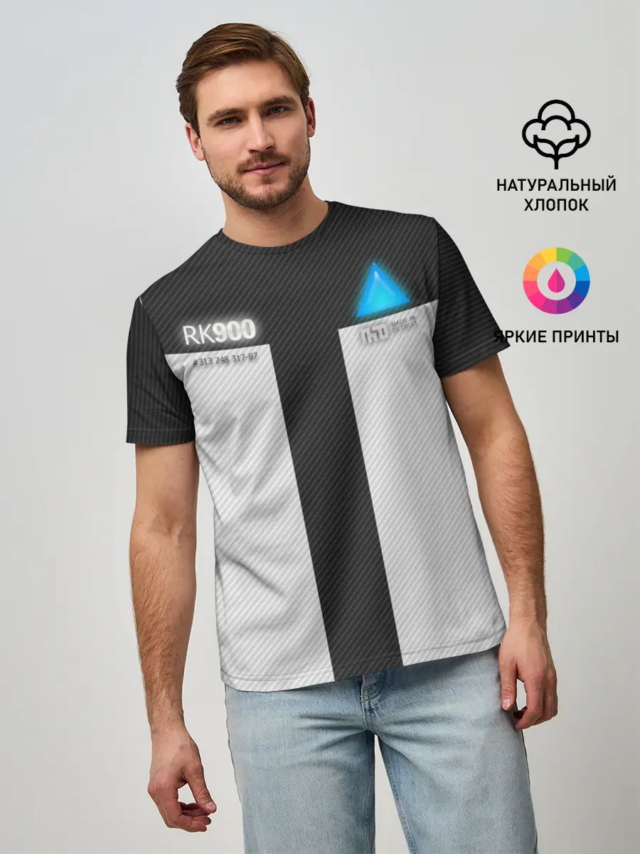 Мужская базовая футболка / Connor Detroit: Become Human.