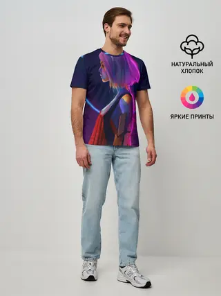 Мужская базовая футболка / Девушка в неоне