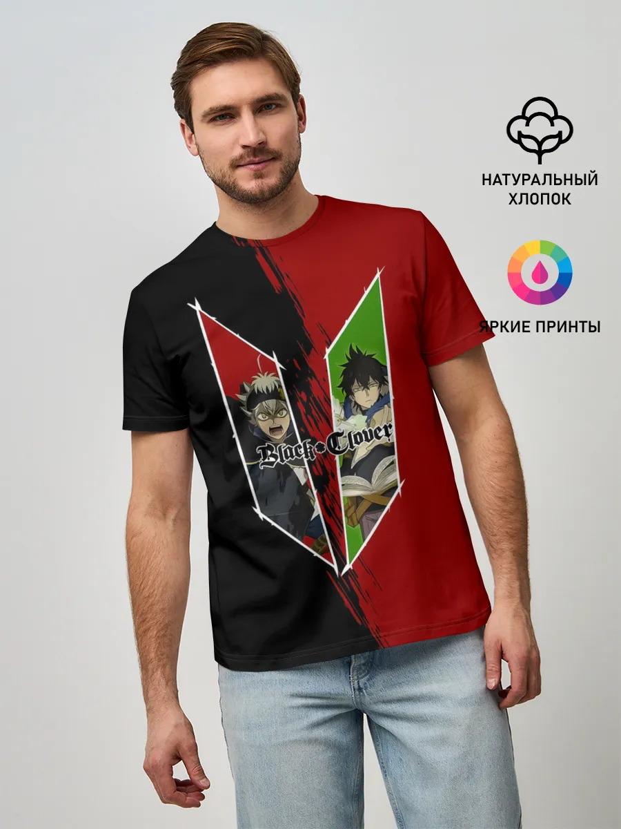 Мужская базовая футболка / Аста | Юно Чёрный клевер