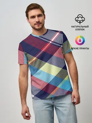 Мужская базовая футболка / Клетка / Текстура в клетку #2