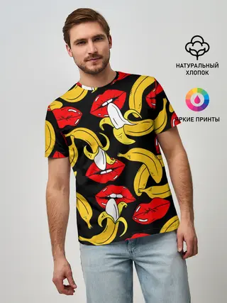Мужская базовая футболка / Губы и бананы