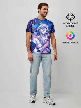 Мужская базовая футболка / Danganronpa neon