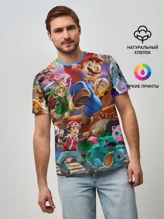 Мужская базовая футболка / Super Smash Bros ultimate