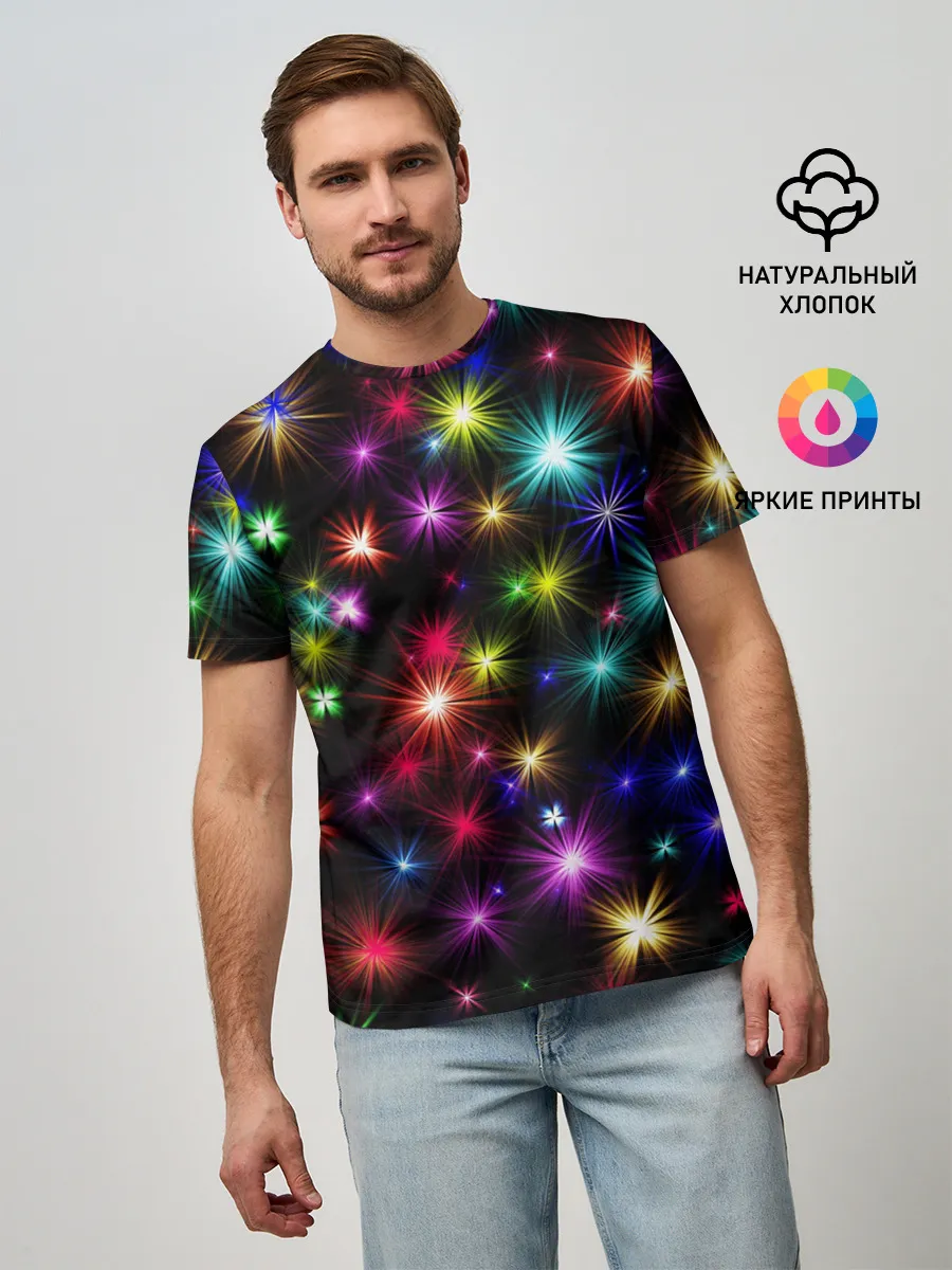 Мужская базовая футболка / ПРАЗДНИЧНЫЕ ОГОНЬКИ