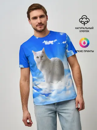 Мужская базовая футболка / Кот в облаках