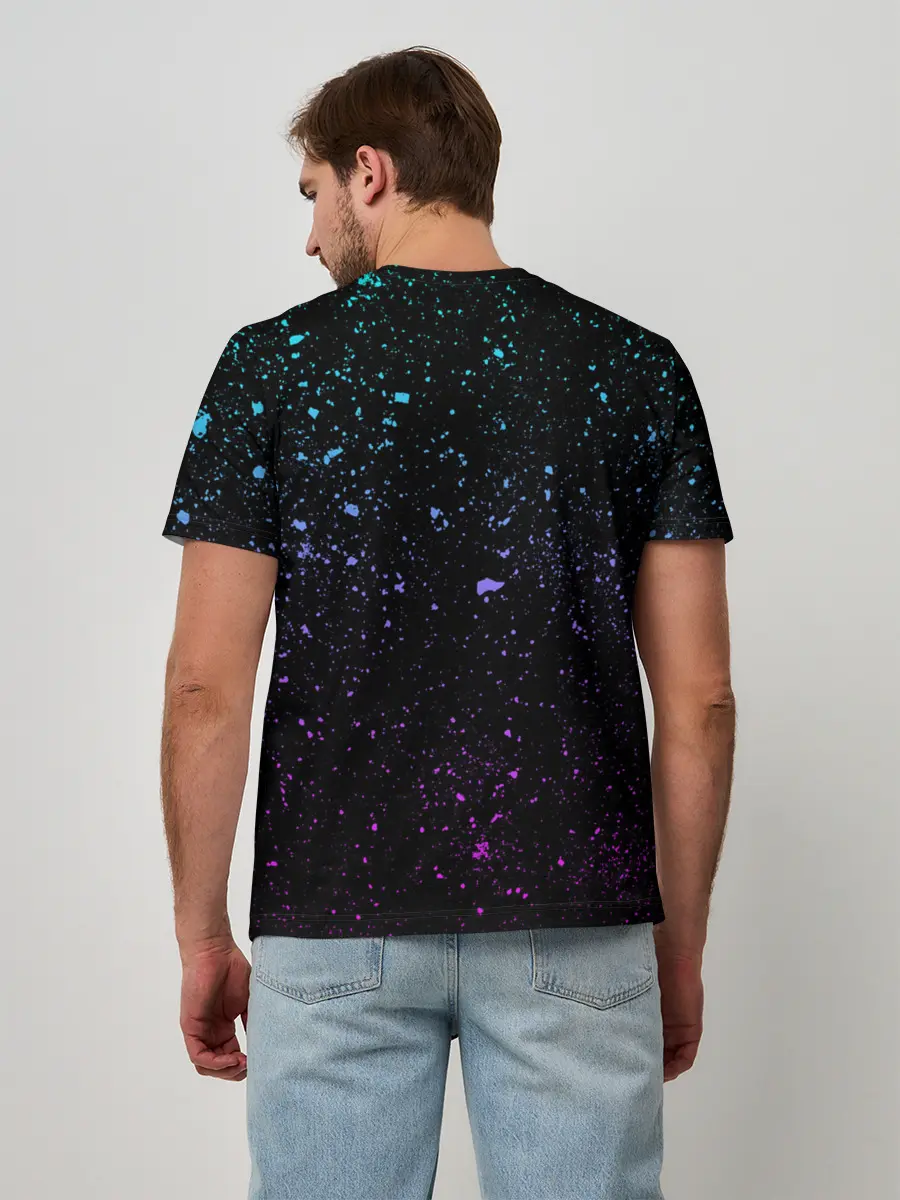 Мужская базовая футболка / Star Platina на черном брызги