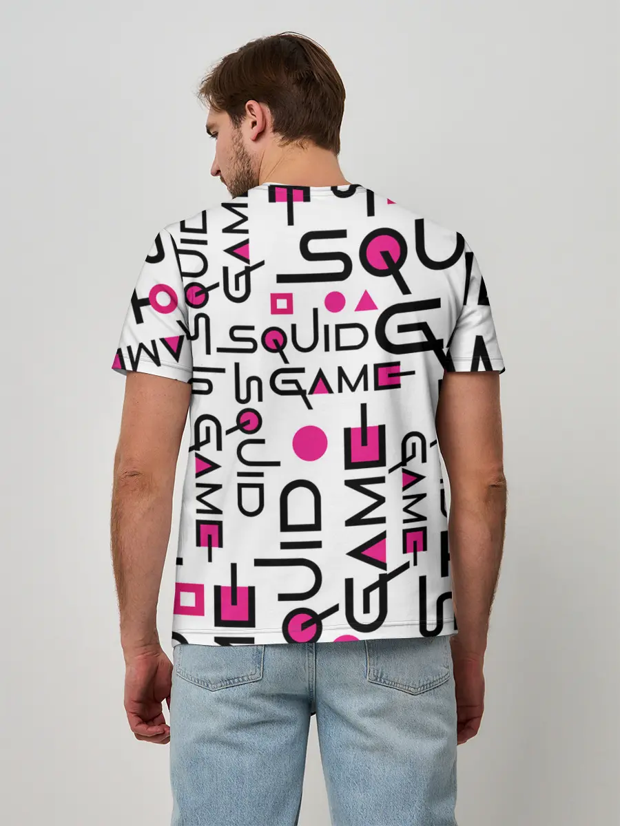 Мужская базовая футболка / ИГРА В КАЛЬМАРА УЗОР И ПАТТЕРН ЛОГО