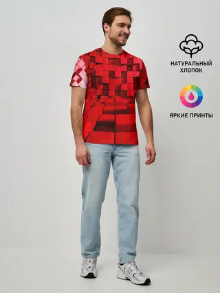 Мужская базовая футболка / 3D кубики