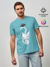 Мужская базовая футболка / Белый котик и воробушек
