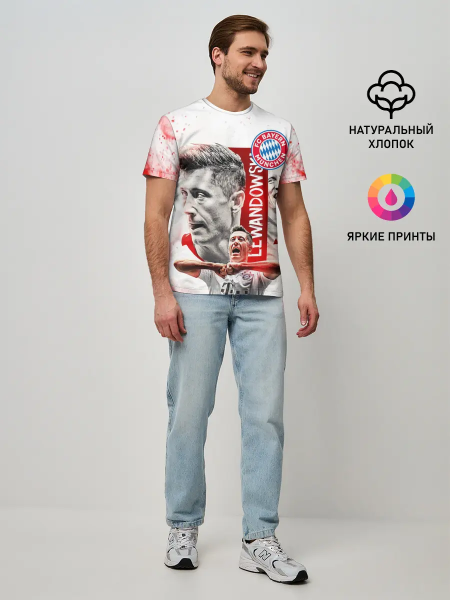 Мужская базовая футболка / РОБЕРТ ЛЕВАНДОВСКИ / БАВАРИЯ