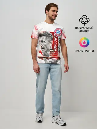 Мужская базовая футболка / РОБЕРТ ЛЕВАНДОВСКИ / БАВАРИЯ