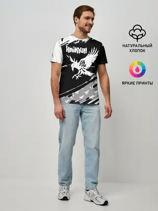 Мужская базовая футболка / Haikyuu!! Ворон иероглиф