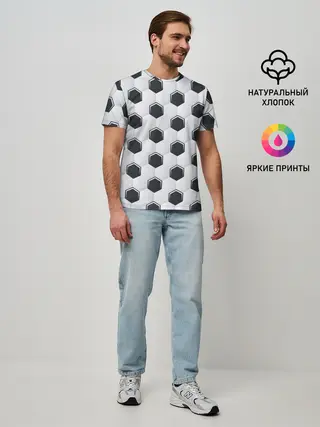 Мужская базовая футболка / Текстура футбольного мяча