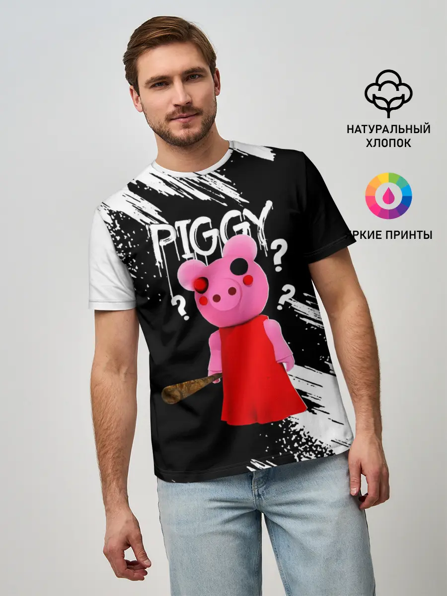 Мужская базовая футболка / ROBLOX PIGGY - СВИНКА ПИГГИ