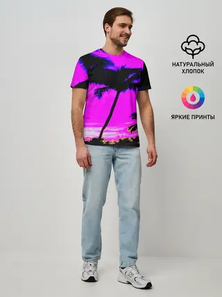 Мужская базовая футболка / НЕОНОВЫЙ ЗАКАТ