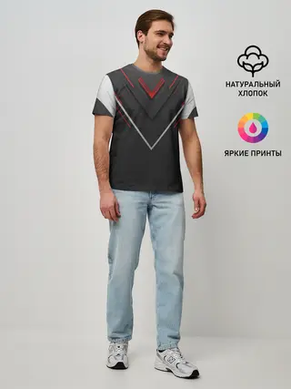 Мужская базовая футболка / футуристический вектор