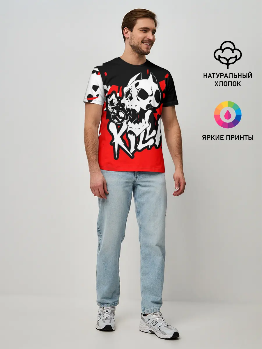Мужская базовая футболка / KILLA красные брызги