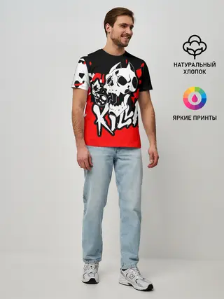 Мужская базовая футболка / KILLA красные брызги