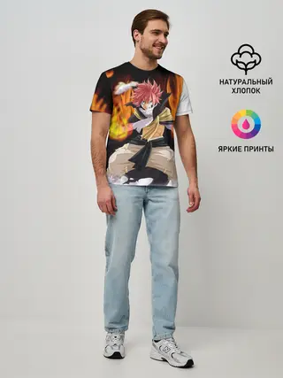 Мужская базовая футболка / Fairy Tail воинственный Нацу