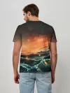 Мужская базовая футболка / Фэнтези море корабли закат