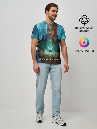 Мужская базовая футболка / cuberpunk 2077 melisa