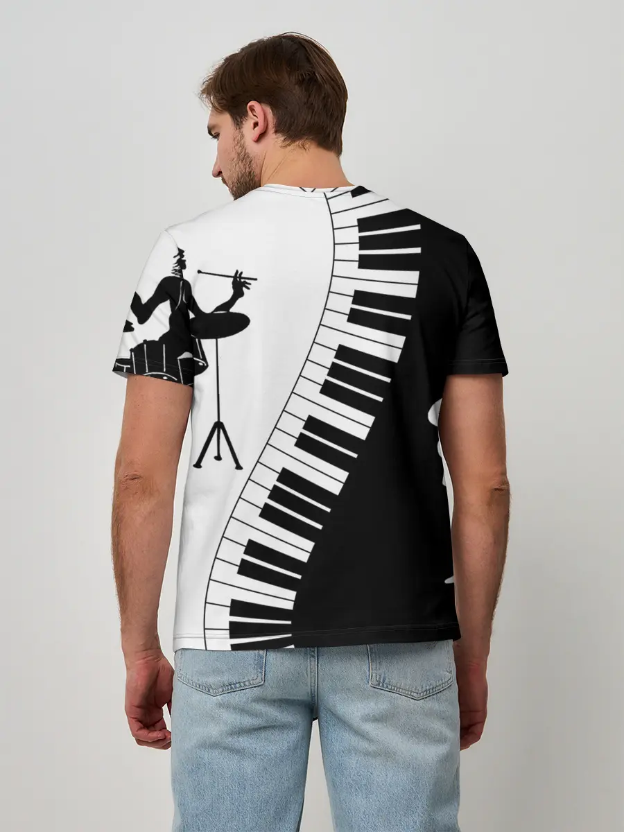 Мужская базовая футболка / Черно Белое пианино