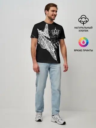 Мужская базовая футболка / Истребитель штрихом ВВС России