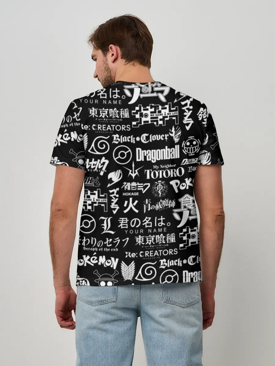 Мужская базовая футболка / ЛОГО АНИМЕ МУЛЬТФИЛЬМОВ