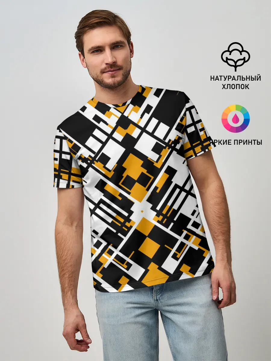 Мужская базовая футболка / КИБЕРПАНК,ФАНТАСТИКА,ГЕОМЕТРИЯ