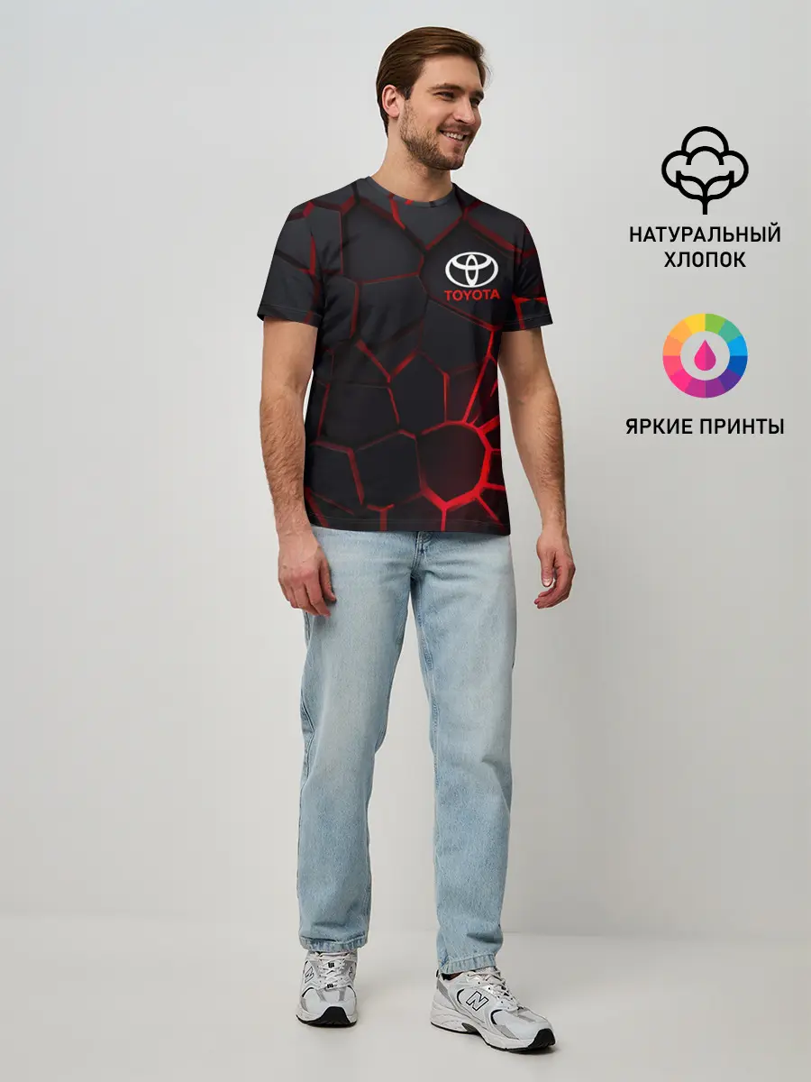 Мужская базовая футболка / Тойота 3D плиты с подсветкой
