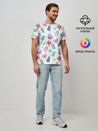 Мужская базовая футболка / новогодние игрушки
