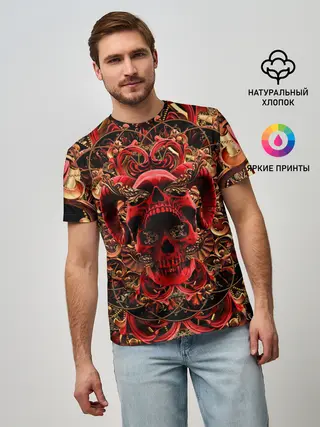 Мужская базовая футболка / Череп красного демона
