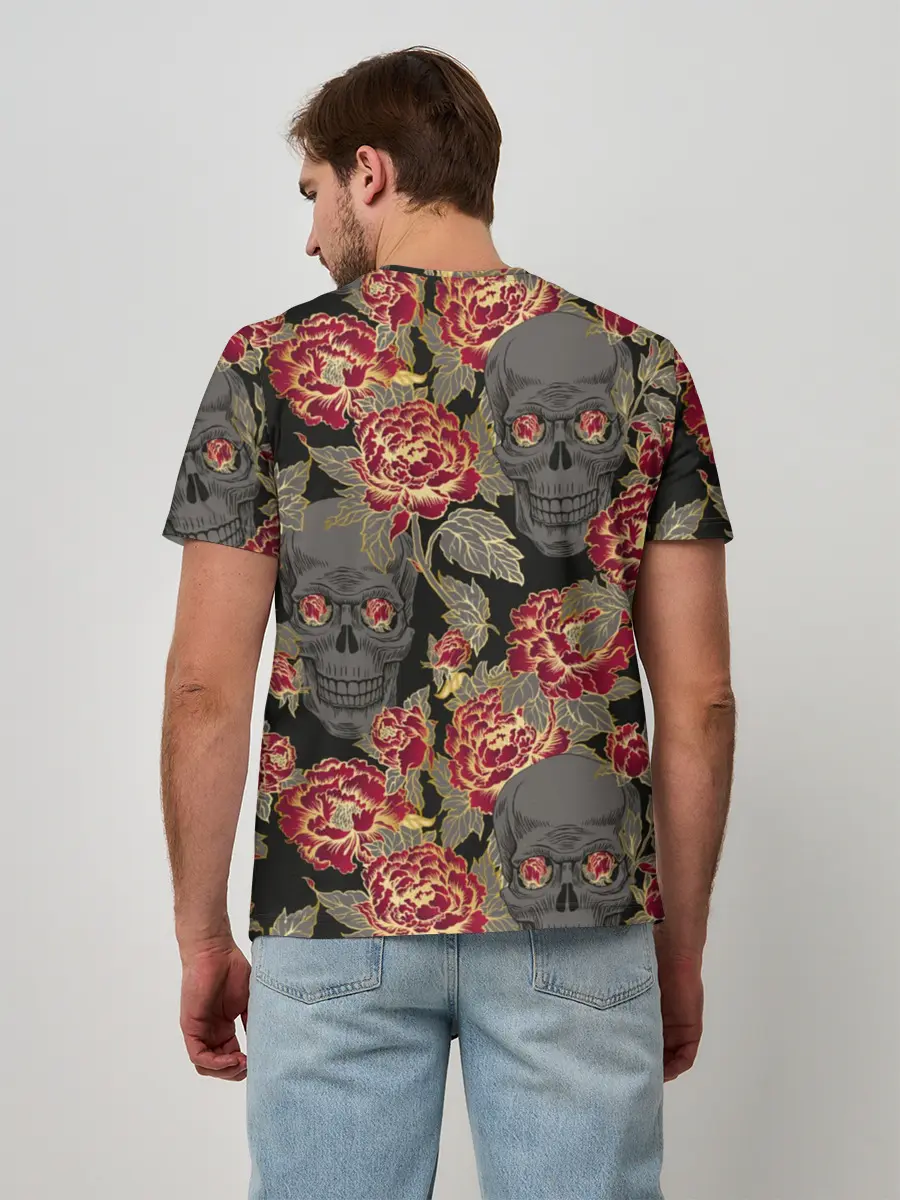 Мужская базовая футболка / Черепа и розы