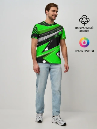 Мужская базовая футболка / Зеленая краска