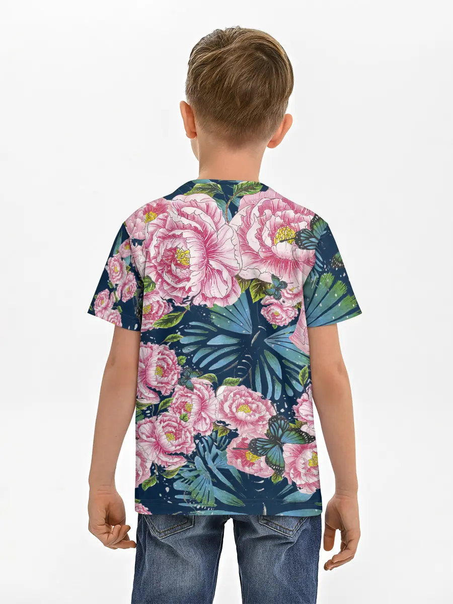 Детская базовая футболка / Пионы