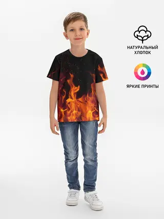 Детская базовая футболка / Огонь с искрами