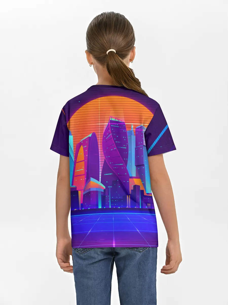 Детская базовая футболка / НЕОНОВЫЙ ГОРОД