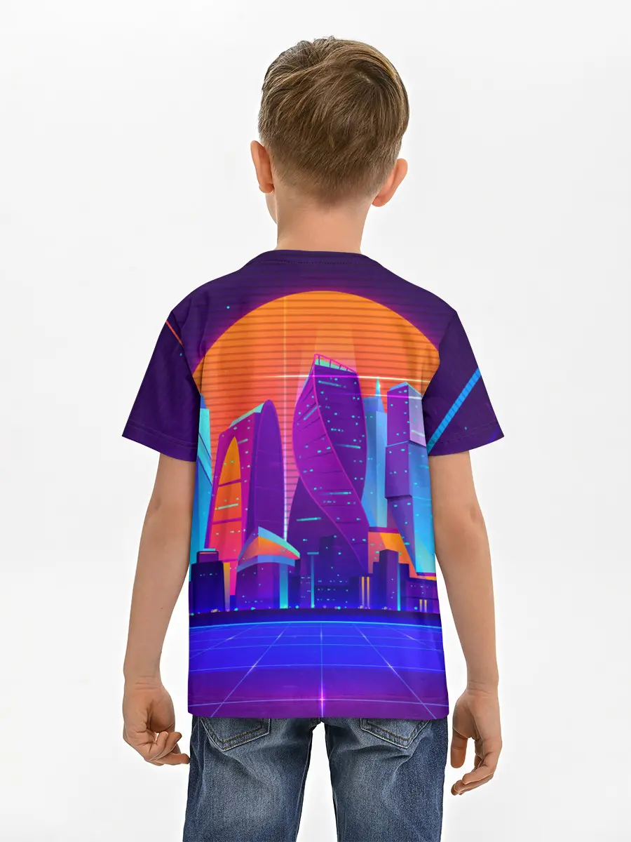 Детская базовая футболка / НЕОНОВЫЙ ГОРОД