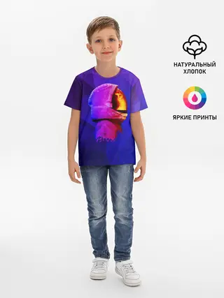 Детская базовая футболка / полигональный космонавт