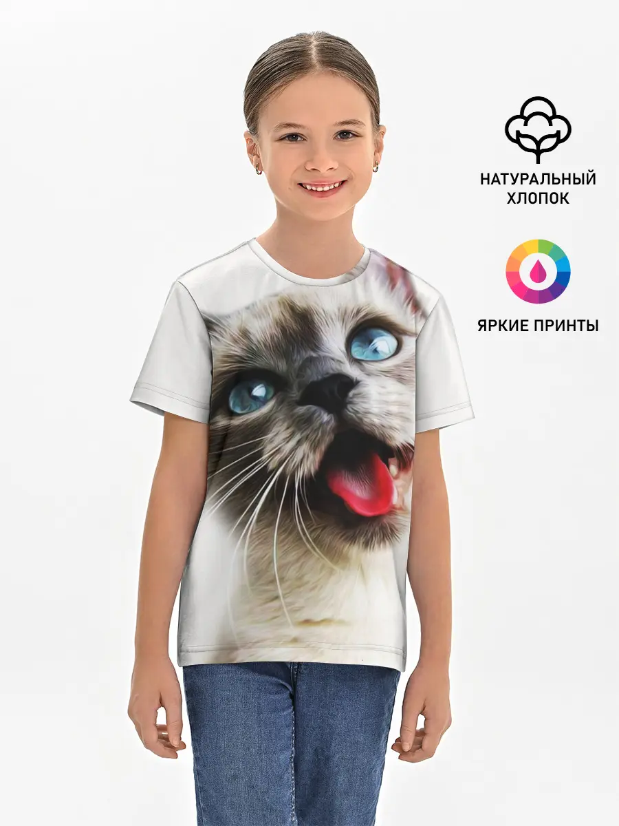 Детская базовая футболка / Котик