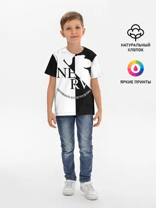 Детская базовая футболка / Nerv black and white
