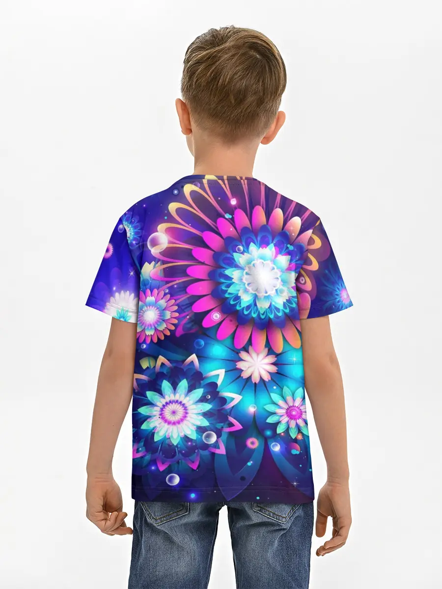Детская базовая футболка / Неоновые Цветы