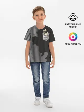 Детская базовая футболка / Мопс в кармане