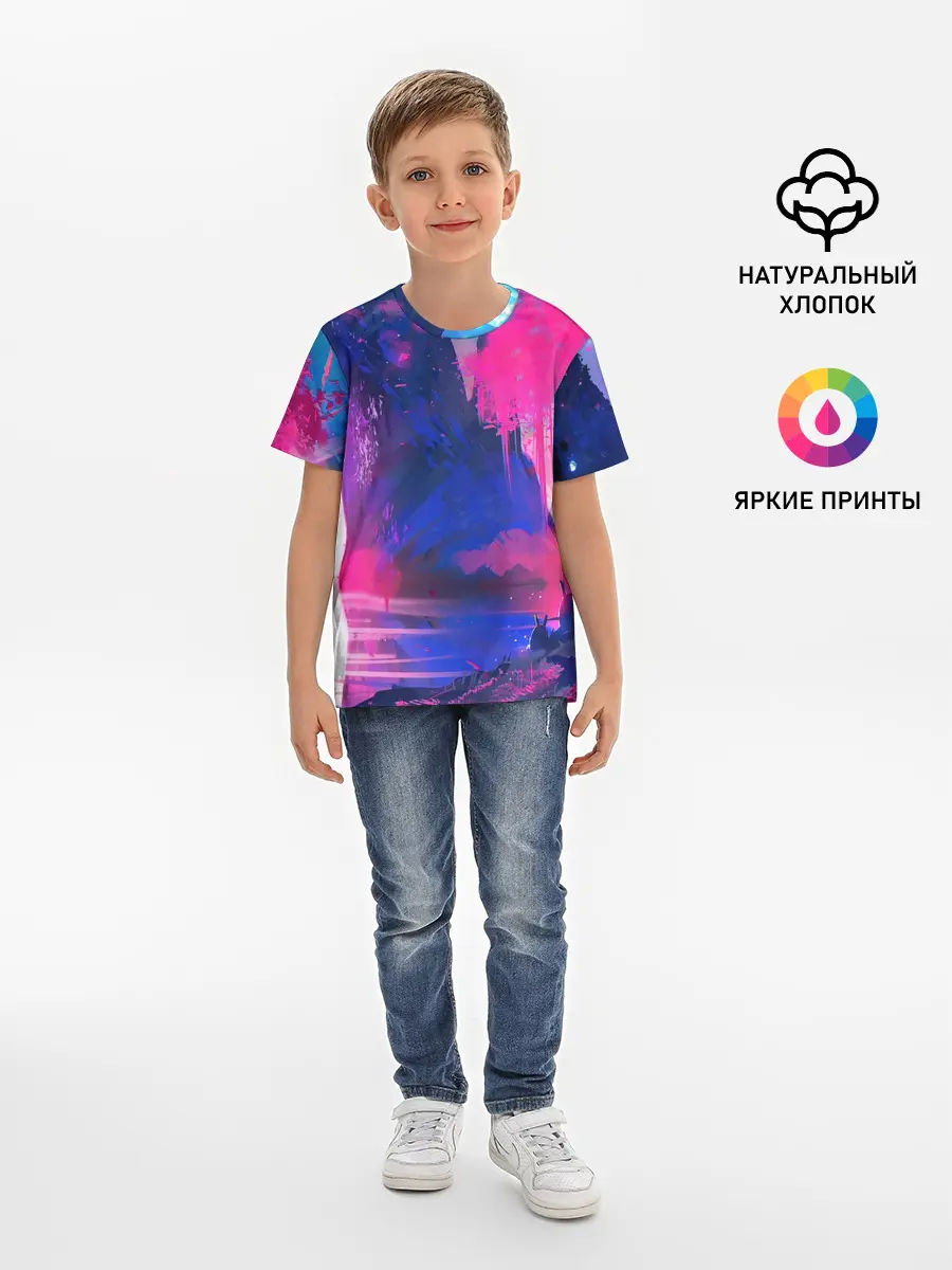 Детская базовая футболка / Неоновые Краски