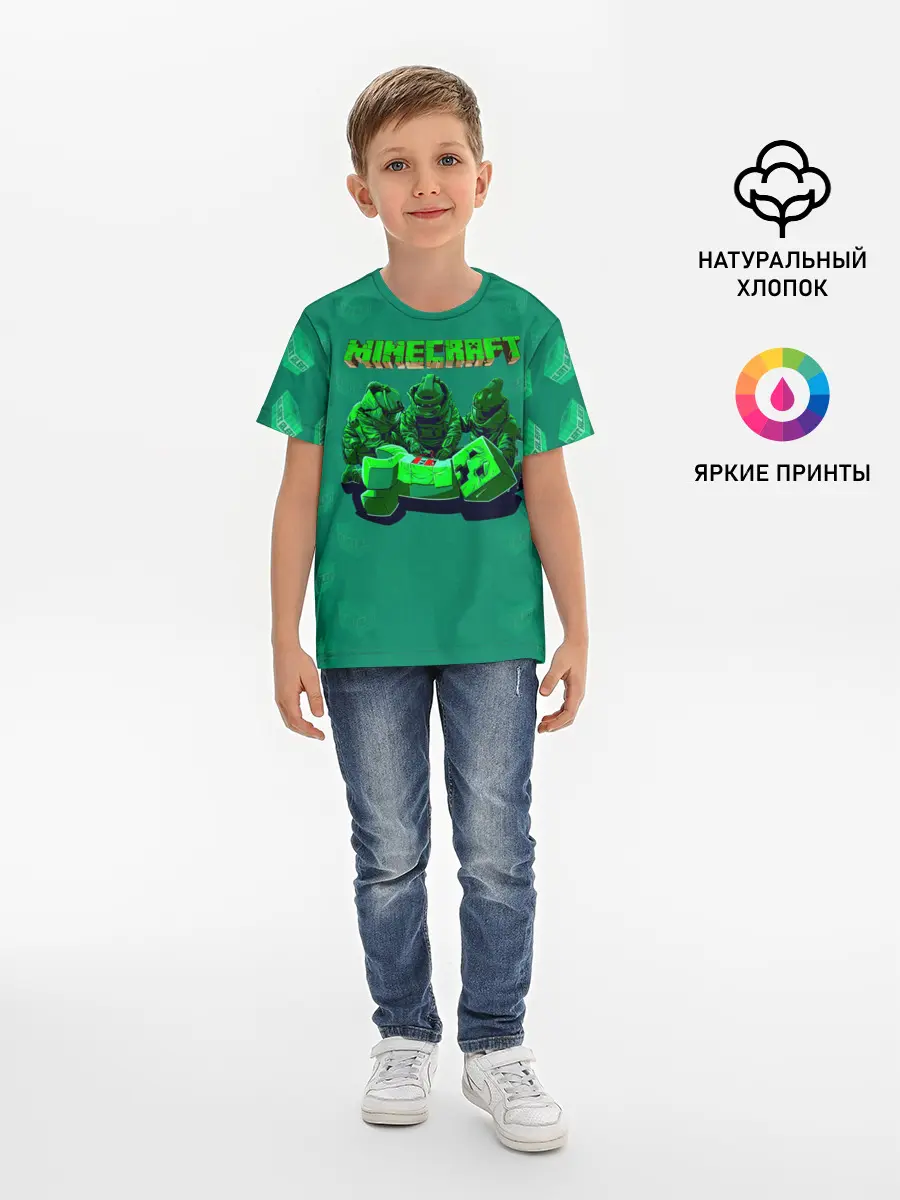 Детская базовая футболка / Операция над Крипером | Майнкрафт