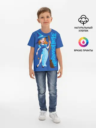 Детская базовая футболка / Ведьма с волшебной палочкой
