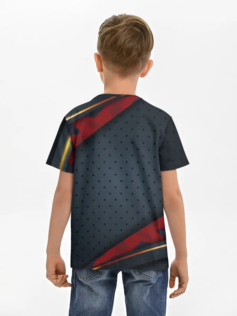 Детская базовая футболка / 3D Dark red & black